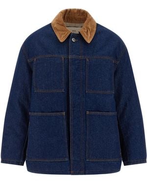 Ami Paris Padded Denim Jacket - Blue