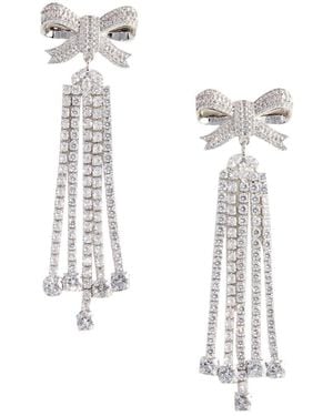 Self-Portrait Self Portrait Crystal Bow Droplet Earrings - White