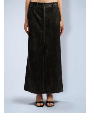 Palm Angels Curved Logo Coated Long Skirt - Black