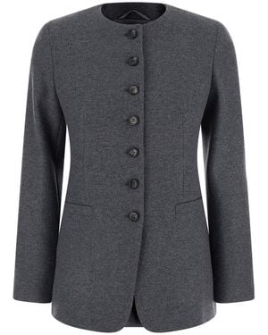 Max Mara 'Falla' Crew-Neck Jacket With Two Welt Pockets On The Front - Black