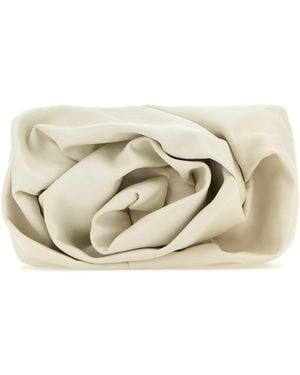 Burberry Ivory Nappa Leather Rose Clutch - Metallic