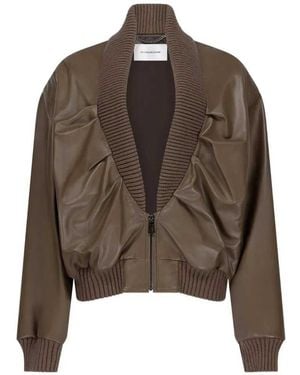 Victoria Beckham Zana Leather Jacket - Brown