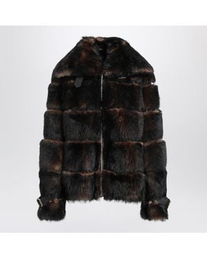 Fendi Sheepskin Jacket With Nappa Leather Trim - Black