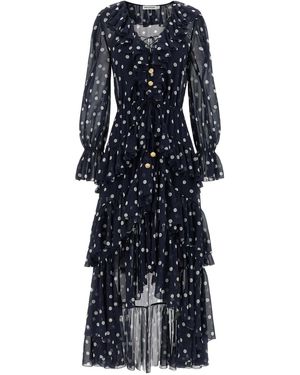 Self-Portrait Self Portrait 'Polka Dot Georgette Ruffle Maxi' Dress - Blue