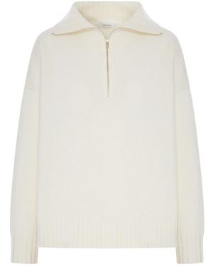 Max Mara Oversized Wool Sweater With Wide Collar - White