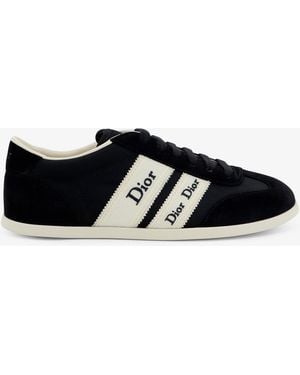 Dior Dior Leather Ribbon Sneakers With Embroidered Logo On The Side - Black