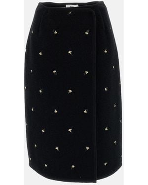 Rier Walker Krokus Boiled Wool Wrap Skirt - Black