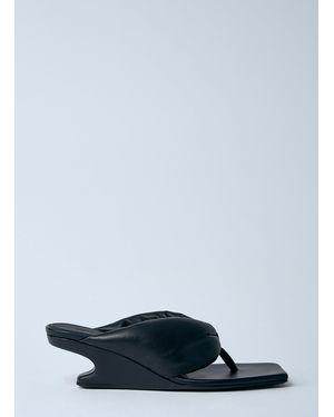 Rick Owens Leather Thong Wedge Sandals - Blue