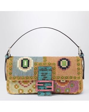 Fendi Baguetteâ 26424 Multicolor Re Edition Bag With Embroidery - Blue