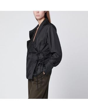 Dries Van Noten Wrap Shirt With Jacquard Texture - Black