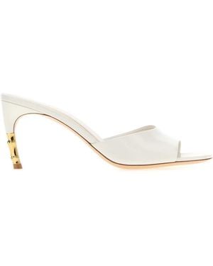 Gucci Leather Mules - White