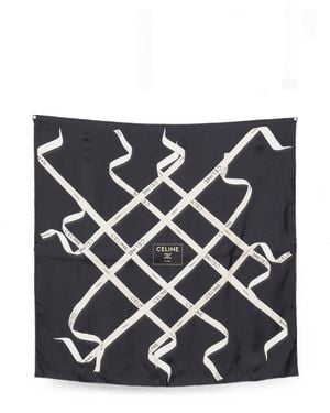 Celine Printed Silk Foulard - Black