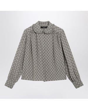 Gucci Gg Print Silk Crãªpe De Chine Shirt - Gray