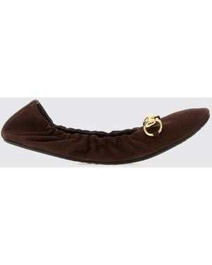 Gucci Prima Suede Ballet Flats With Horsebit Detail - White