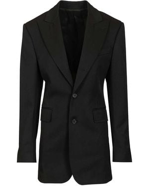 Celine Diagonal Wool Column Jacket - Black