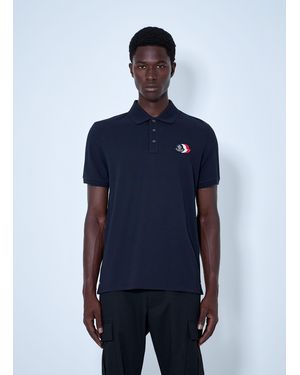 Moncler Polo Shirt With Embroidered Logo - Blue