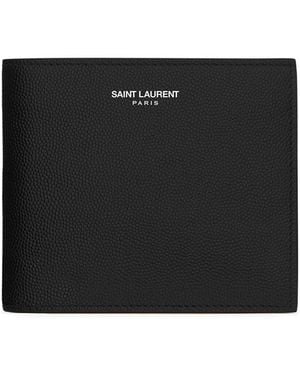 Saint Laurent Paris East West Wallet With Purse Textured Leather - Black