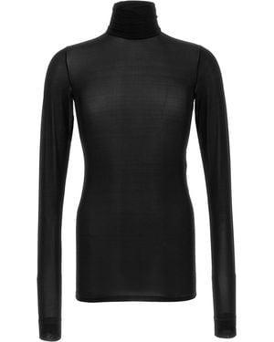 Saint Laurent Semi-Transparent Turtleneck Sweater - Black