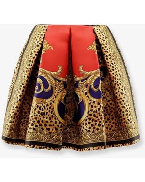 Versace Cheetah Barocco Silk Duchesse Skirt - Red
