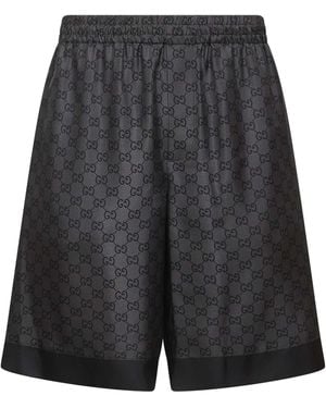 Gucci Silk Twill Printed Shorts - Gray