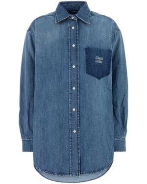 Miu Miu Oversized Solid Shirt - Blue