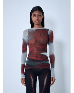 Jean Paul Gaultier Blurry Roses Mesh Tank Top - Blue