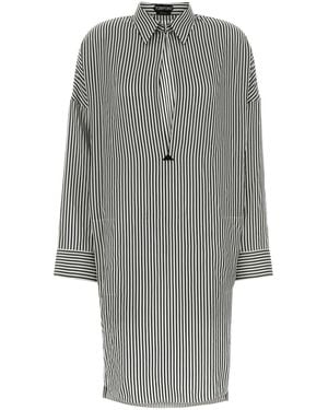 Tom Ford Embroidered Silk Shirt Dress - Gray