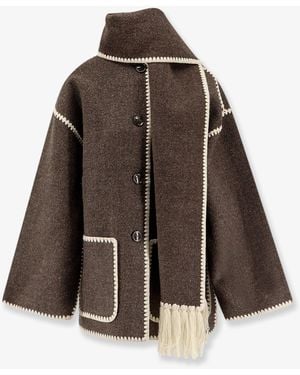 TOTEME Embroidered Scarf Wool Blend Jacket - Brown