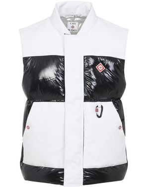 CASABLANCA Color-Block Down Vest With Stand-Up Collar - White