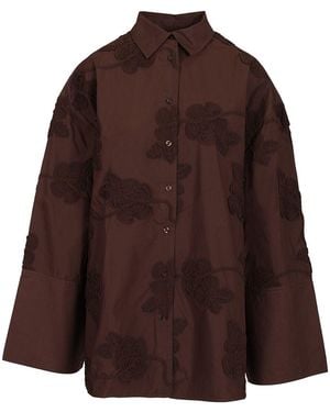 ROTATE BIRGER CHRISTENSEN Flower Oversized Shirt - Brown