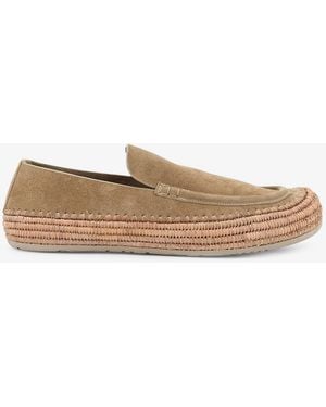 Loewe Rio Suede And Raffia Loafers - White