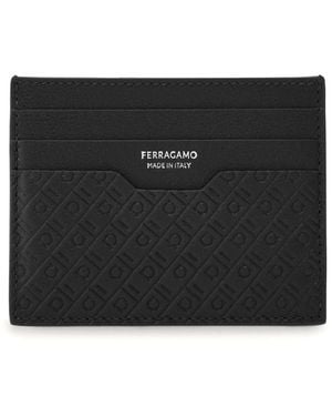 Ferragamo Leather Credit Card Case - Black