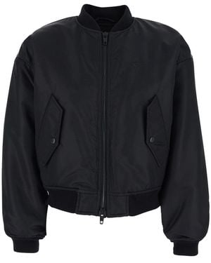 Balenciaga Bomber Jacket High Collar Polyamide Coat - Black