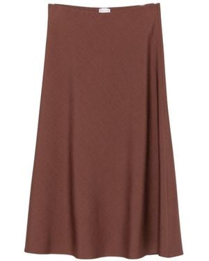 Brunello Cucinelli Wool Blend Midi Skirt - Brown