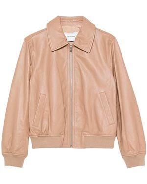 Yves Salomon Zip-Up Leather Jacket - Natural