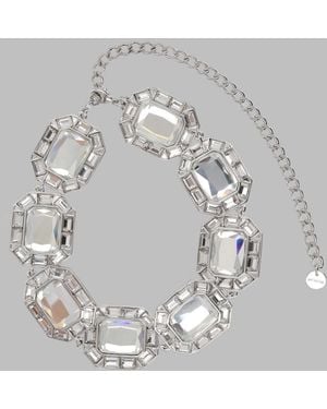 Self-Portrait Crystal Statement Necklace - Gray