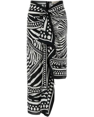 Blumarine Printed Twill Skirt - Black