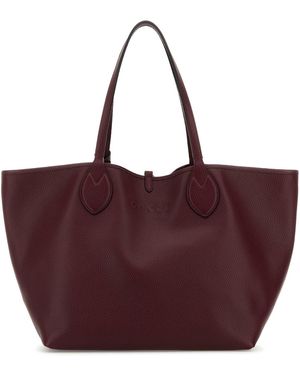 Gucci Burgundy Leather Reversible Shopping Bag - Purple