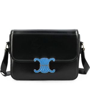 Celine Triomphe Teen Leather Shoulder Bag - Black