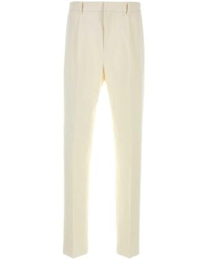 Ferragamo Flat Front Pants - Natural