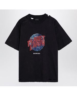 Balenciaga Planet Earth Oversize T-Shirt - Black