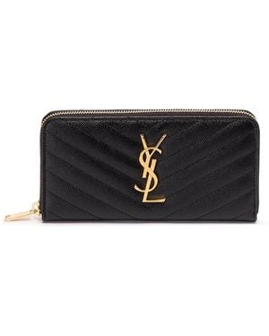Saint Laurent Cassandre Matelasse Zip Around Wallet - Black