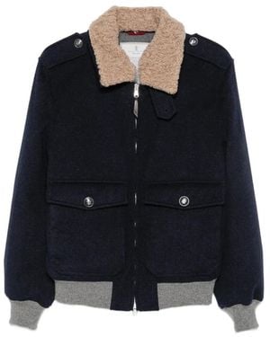 Brunello Cucinelli Bonded Cashmere Beaver Cloth Bomber Jacket - Black