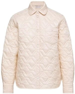 Moncler Diamond Quilted Padded Shirt Jacket - Natural