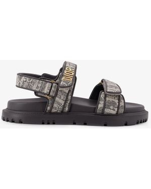 Dior Dior Canvas Dioract Flat Sandals - White