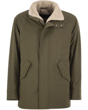 Herno Soft Shell Coat With Shearling-Effect Lining - Green