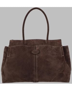 Tod's Suede Shoulder Bag With Top Handles - Brown