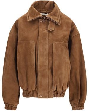 Magda Butrym Suede Bomber Jacket - Brown