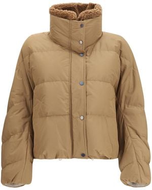 Brunello Cucinelli Padded Jacket With Shearling Collar - Natural