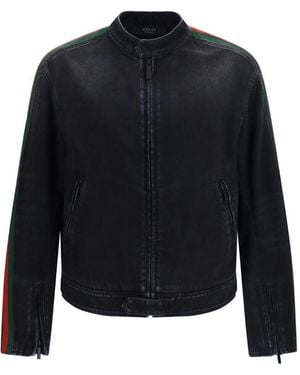 Gucci Web Detail Denim Jacket - Blue